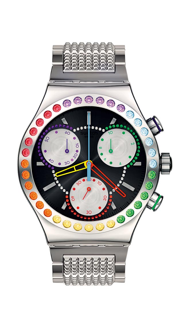 SWATCH推出Swatch Pride系列彩虹表，7900元。（SWATCH提供）
