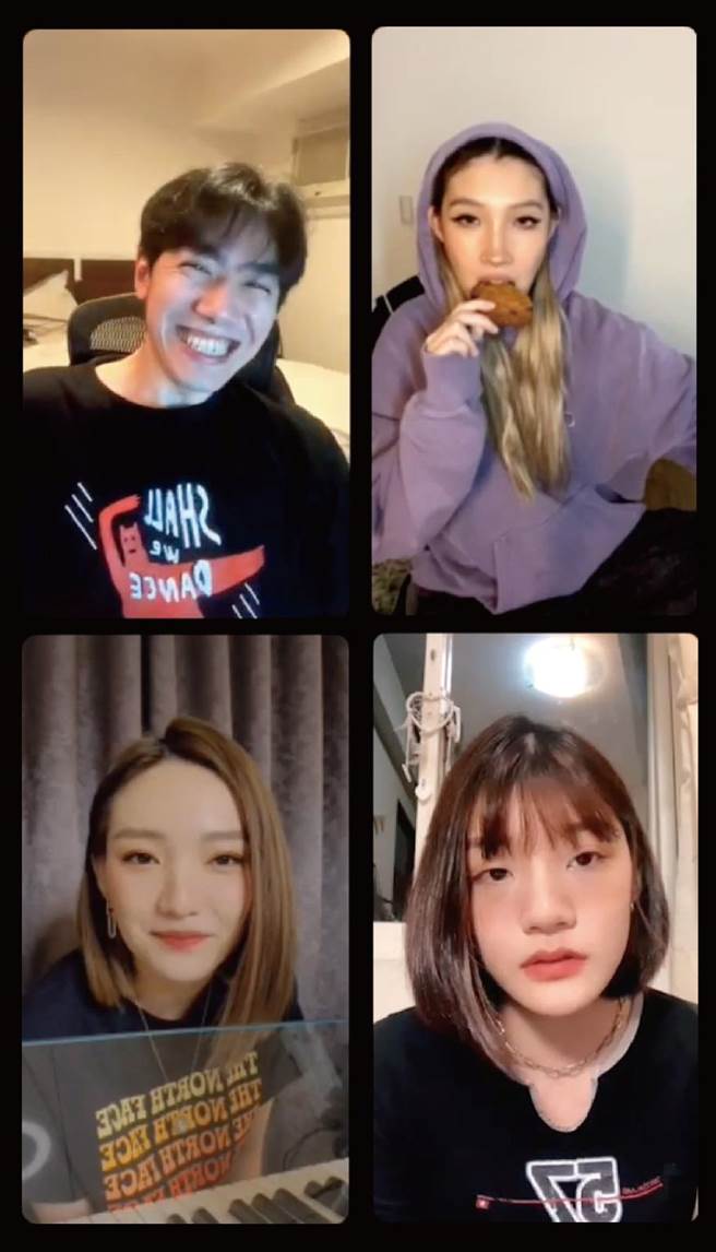 李友廷、閻奕格、Karencici、若欣上演零腳本寫歌實境直播。（華研國際提供）