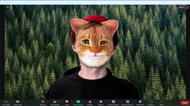 Zoom内建「摄影棚特效」功能，可以让用户在视讯时加上客制化的眉毛、脸部毛髮和嘴唇顏色，更有升级版的表情符号库可使用。（Zoom提供）