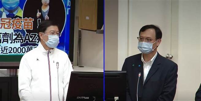 石崇良(右)称疫情破口主要在万华散播开来。(取自立法院)