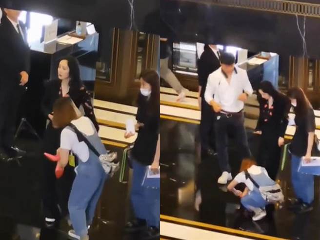 楊冪拍戲時，身邊有三個助理照顧，連穿鞋子都要助理等10秒才穿上，引發網友批評。（圖／微博）