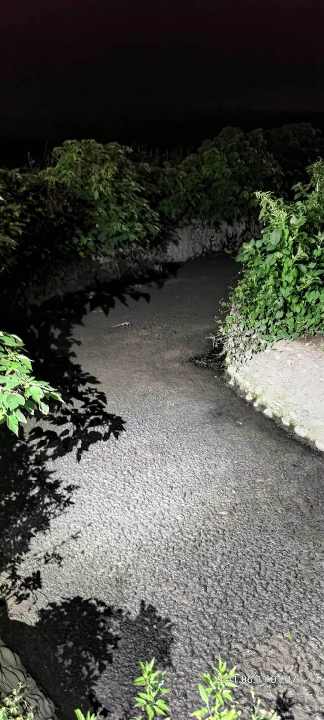 彰化县环保局暗夜查获畜牧业者接管绕流，盗排污粪废水。（彰化县环保局提供／吴敏菁彰化传真）