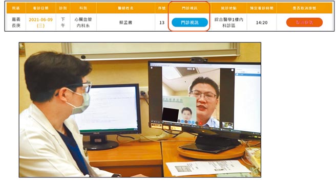 视讯门诊可降低民眾至医院时暴露感染的风险。（长庚医院提供）