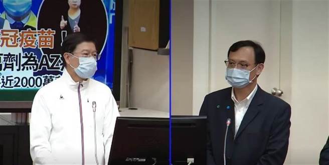 石崇良(右)称疫情破口主要在万华散播开来。(取自立法院)