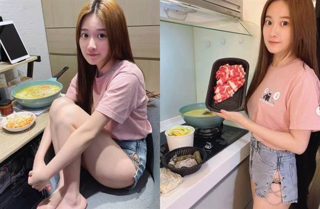 艾瑞丝下厨秀性感曲线。(图／翻摄自艾瑞丝IG)