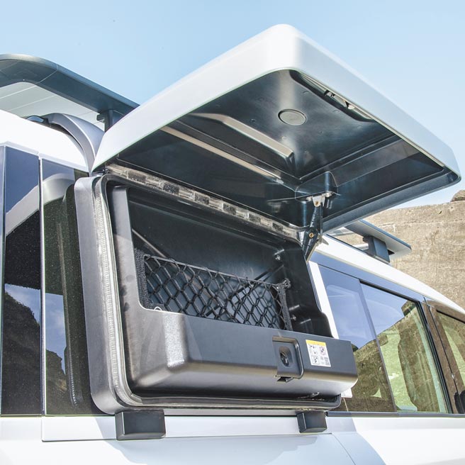 探险家套件之侧挂置物箱。（陈大任摄）