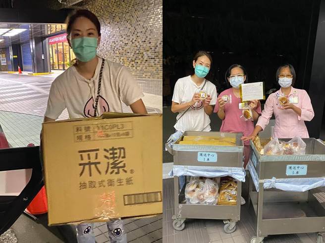 贾永婕为医护人员送宵夜到午夜。（摘自脸书）