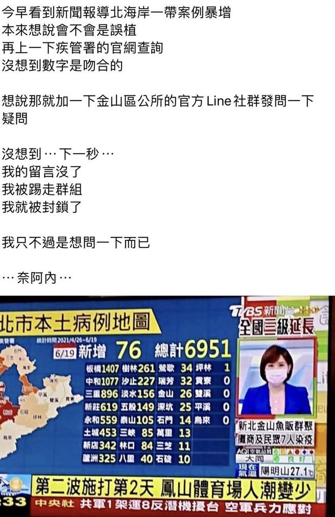 男詢問確診新聞卻遭踢出群組金山區公所 僅發布訊息使用 生活 中時