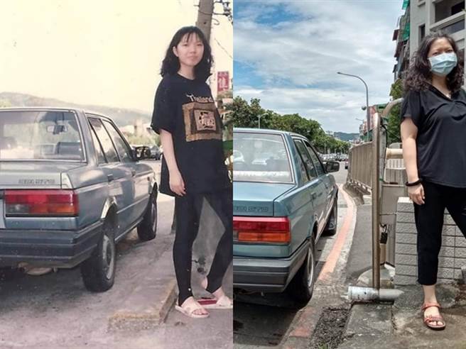 1名网友的父亲30年前买下「裕隆速利321」，不过因事故几年后就将车报废，没想到该网友今年却在网路社团上看到当年那辆车，并拍下与当年类似的照片。（图／翻摄自张哲生脸书）