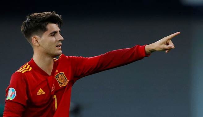 莫拉塔 为西班牙打进本届欧国杯第一球（图片来源︰达志影像）