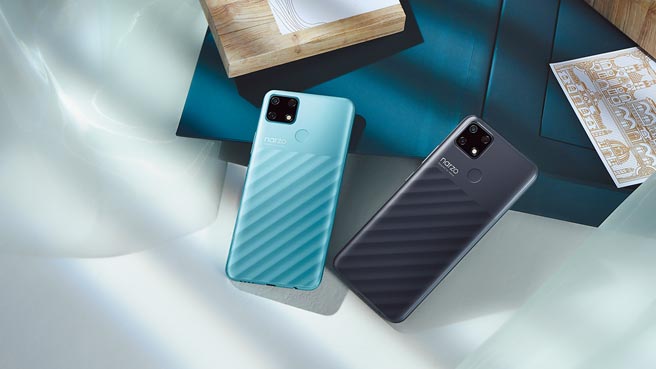 realme narzo 30A，有飆速藍及飆速黑2色，定價3990元。（realme提供）