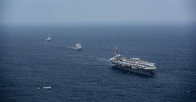 「雷根号」航舰打击群已进入印度洋，准备前往中东支援于阿富汗的撤军行动。（图／美国海军）