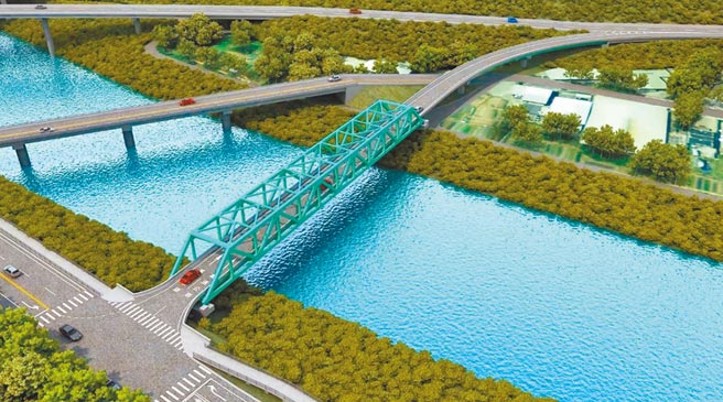 国道1号汐止交流道增设南入匝道工程计画主体工程已经决标。铁架桥为汐止设匝道模拟图。（新北市交通局提供／叶德正新北传真）