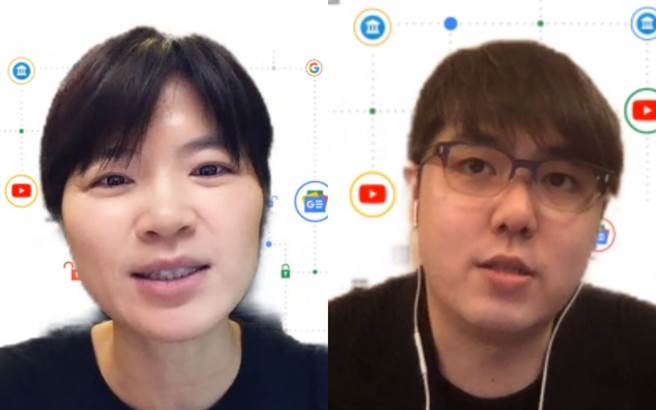 「Google解密」系列第七场活动，聚焦YouTube 平台责任的主题，邀请YouTube 大中华区策略合作伙伴资深总监陈容歆（左）与《志祺七七 X 图文不符》频道创作者张志祺进行分享。（Google提供）