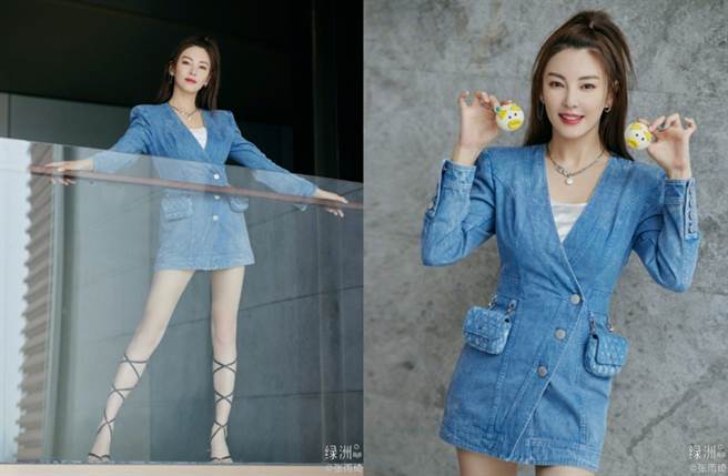 张雨绮晒穿搭照，露出一双白皙美腿。(图/ 摘自张雨绮微博)