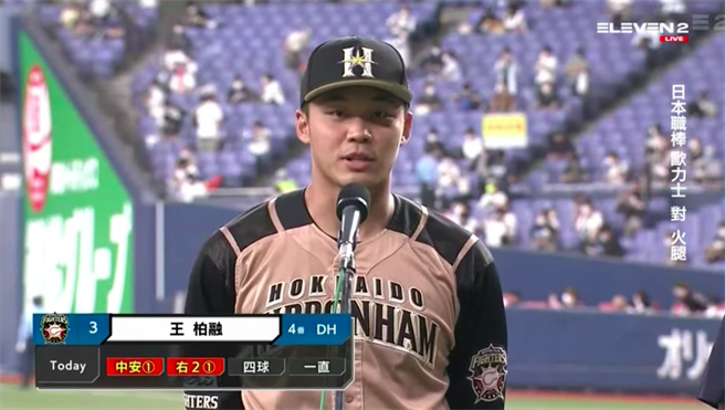 火腿队台湾好手王柏融。（ELEVEN SPORTS提供）