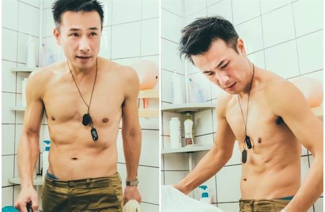 傅子纯露出健身有成的腹肌。民视提供