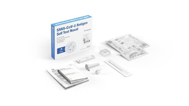 罗氏家用新冠病毒抗原自我检测套组，一盒5入，採鼻咽快筛方式，测试时间15分钟，准确度(阳性致率)91.1％，1800元。(台隆手创馆提供)