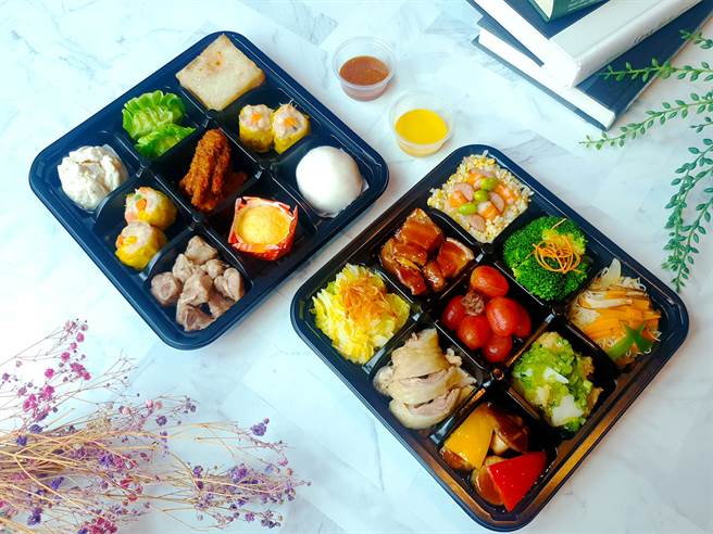 新竹福华大饭店推出「港点佳肴18品」九宫格外带餐盒。( 图/新竹福华提供 )