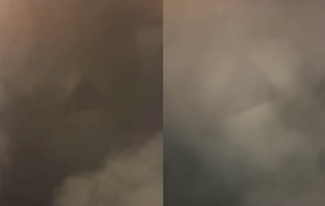 上海外滩出现一个巨大的「神秘黑三角UFO」漂浮天空，掀起网友热议。（图／翻摄自微博）