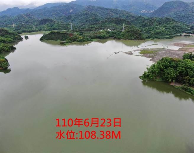 白河水库本月5日开始蓄水，结束上半年的清淤，目前蓄水率达90％，蓄水量逾1050万吨。（南水局提供／张毓翎台南传真）