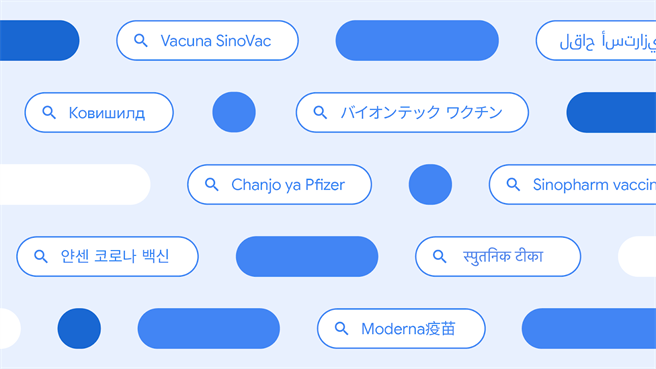 Google語言模型新工具MUM可在幾秒鐘內辨識出800種以上、超過50種語言用來稱呼疫苗的詞語，幫助使用者在Google搜尋中找到COVID-19（2019冠狀病毒疾病）疫苗的可靠資訊。（Google提供）