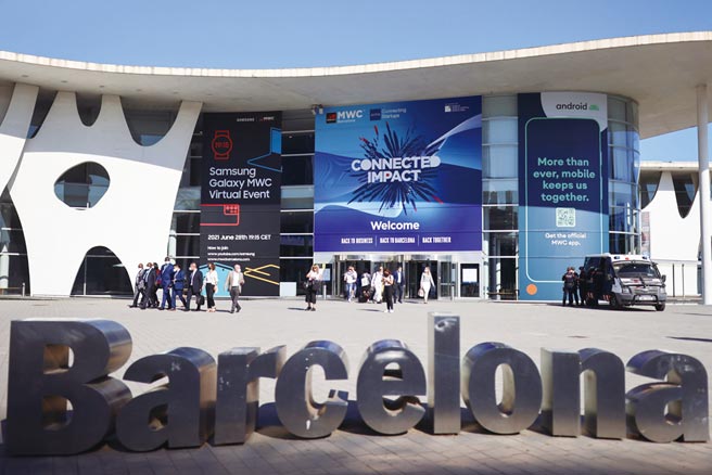 行動通訊產業年度盛事，2021年MWC本周在巴塞隆納登場。圖／路透