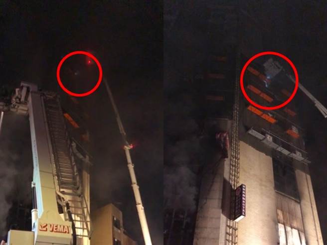 当时受困旅馆的31人有多达18人全困在9楼浴室内，透过窗户挥动手电筒不断求救。（翻摄自脸书）