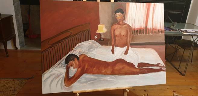 蔡明亮畫出電影《日子》裡的重要場景。（汯呄霖電影提供）