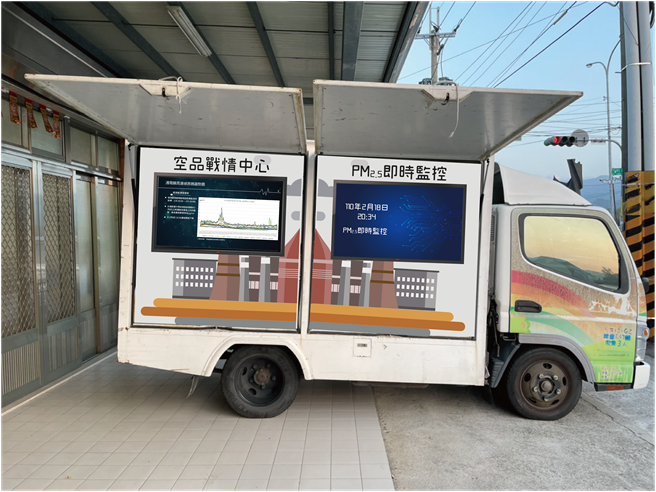 苗栗县政府环保局打造新式移动式空气品质监测车。（苗栗县政府环保局提供／谢明俊苗栗传真）