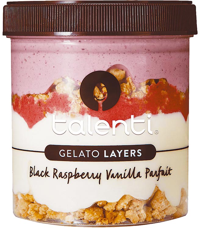 家乐福Telenti1冰淇淋，芒果雪酪、覆盆子雪酪、薄荷巧克力，每桶199元；草莓雪酪冰淇淋、多层次冰淇淋、巧克力香草饼乾、覆盆莓香草，每桶209元。（家乐福提供）