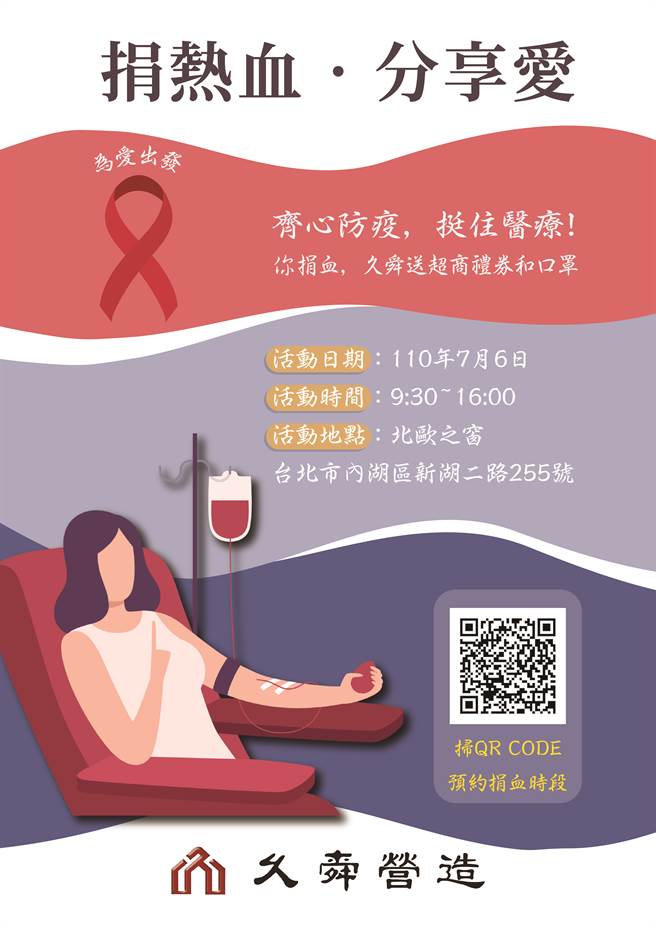 齐心防疫，挺住医疗 ! 你捐血，久舜送超商礼券和口罩 !