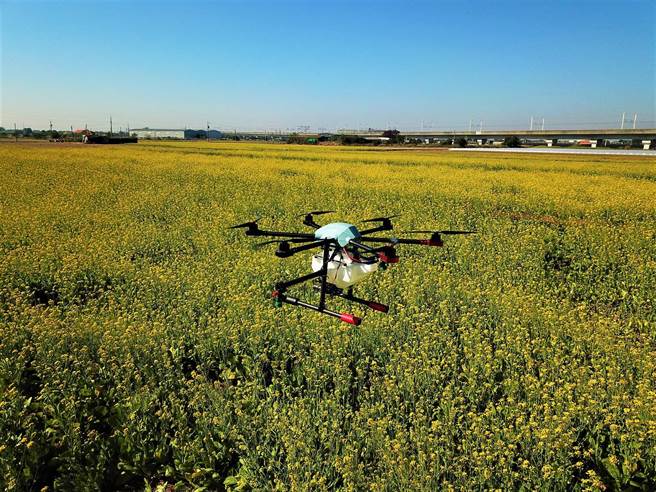 新北市庄敬高职5日将出动校内的25台无人机，进行全国首创的空中喷洒校园无人机防疫消毒作业。（庄敬高职提供）