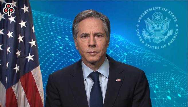 中方吁人权理事会密切关注五眼联盟侵犯隐私权。图为今年2月24日美国国务卿布林肯视讯宣布美国将透过选举争取联合国人权理事会2022至2024年的理事国会籍 （摘自美国国务院）