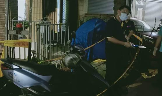 高雄市楠梓區啟昌街3日晚間發生情殺一死一傷命案。(警方提供／林雅惠高雄傳真)