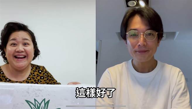 锺欣凌和邱泽拍摄宣导影片，呼吁大家疫情期间多关心没有同住的长辈。（取材亲爱的工作室脸书）