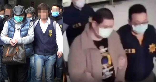 有「收簿大王」之称的王男（右﹚与左右手、负责北中部游民业务的谭男（左）均遭逮，人头集团就此瓦解。（图／翻摄画面）