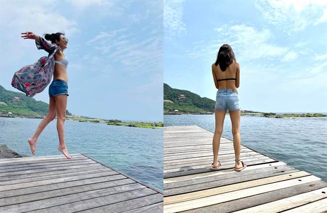 洪晓蕾女儿13岁就有一双修长美腿。(图／翻摄自洪晓蕾、王世均脸书)