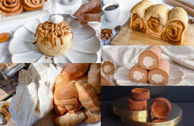 高人气的肉桂卷、生乳茶三卷、棕榈糖黄金酥饼、棕榈糖生吐司以及塩之花脆皮可颂皆以低GI的有机棕榈糖制作。（图/品牌提供）