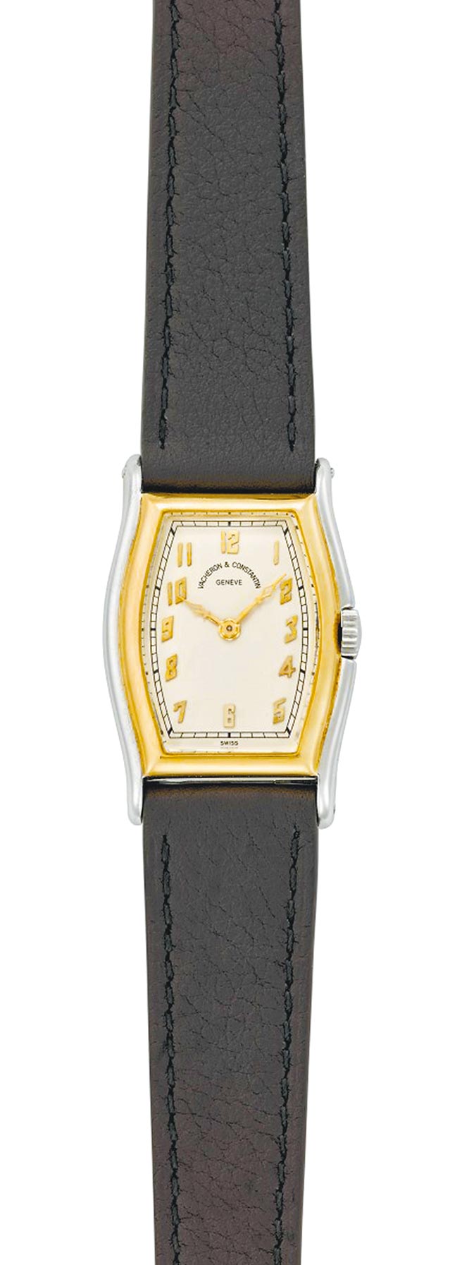 18K双色金Ref. Inv. 11531酒桶形腕表，为1927年的作品，约53万5000元。（Vacheron Constantin提供）