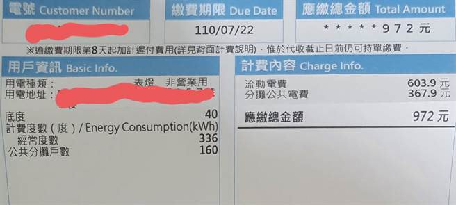 原PO分享近期电费。（图／翻摄自爆废公社公开版）