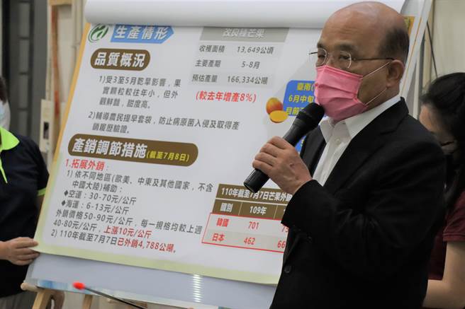 行政院长苏贞昌视察玉井蒸热厂，允诺补助台南冷链物流中心5.6亿经费。（刘秀芬摄）