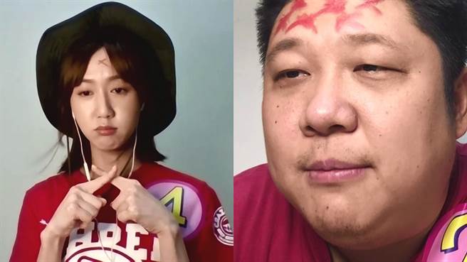 哈孝远阻止玛丽继续装可爱，结果犯规被画成大花脸。（台视提供）