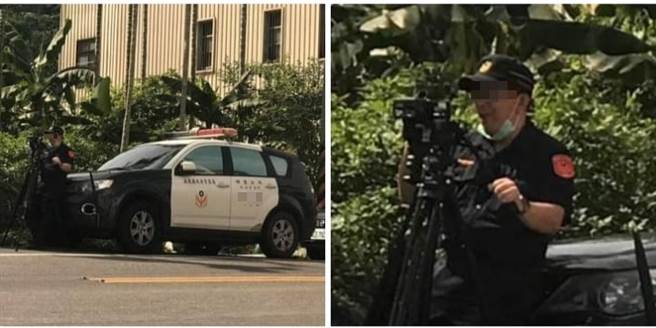 有员警执勤「口罩戴下巴」被民眾拍下，但照片时间未公开，真实性还有待商榷。（图／FB_爆料公社公开版）