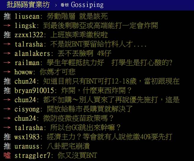 網友留言。（圖／翻攝自PTT論壇）