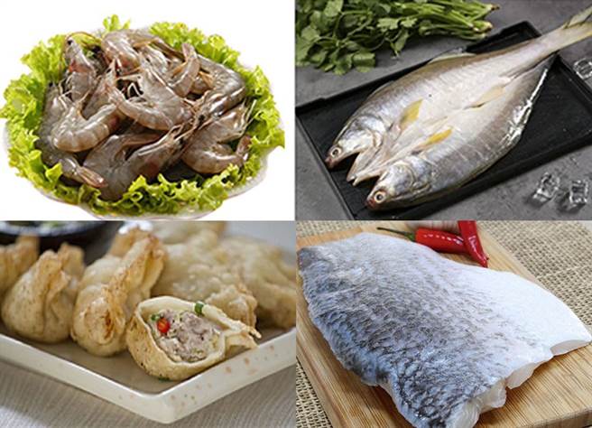 高雄海味最新鮮，彌陀防疫超值海鮮組合餐把花枝丸、嚴選白蝦、虱目魚水餃、虱目旗魚丸、金目鱸魚排、午仔魚、虱目魚肚通通打包。（圖片提供/高雄首選電商平台）