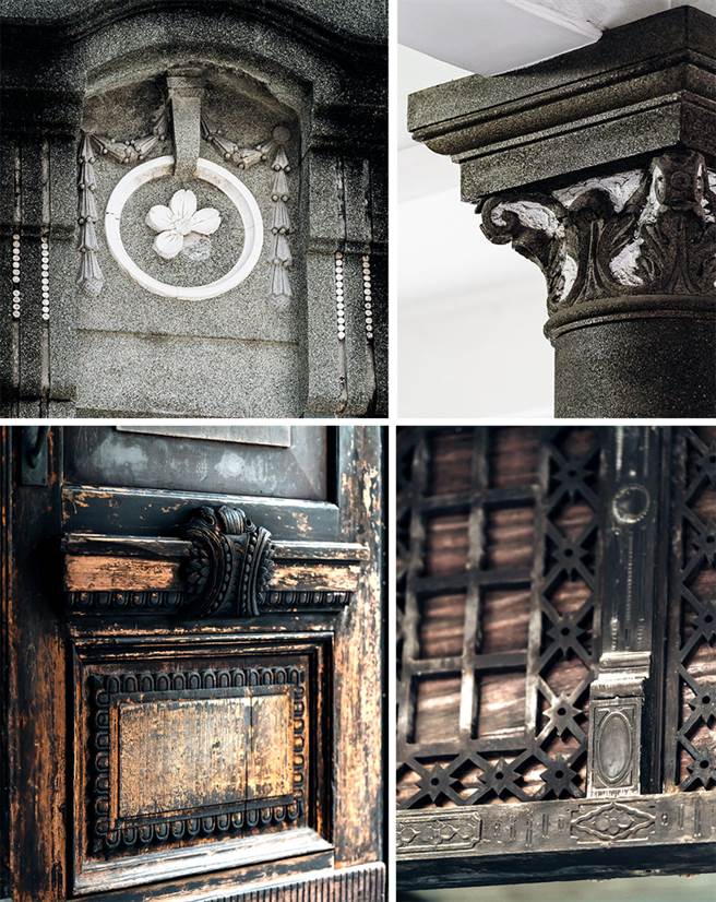 大門與木作隔間皆雕刻精美花紋，雖久經歲月卻不減風華。（攝影/陳建豪）