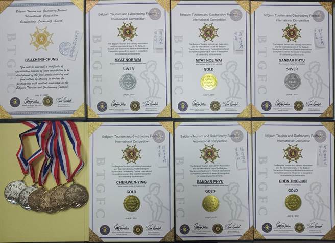 东南科大餐旅管理系参加2021比利时观光美食节国际大赛，荣获4金2银佳绩。（图/东南科大提供）