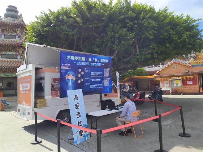 落實防疫規定，彰化大型聯合徵才活動今年首度改採視訊徵才方式，求職者透過網路QR-code完成預約後，可在家或到就業服務中心增設的視訊專區與廠商面試。（彰化就業中心提供／謝瓊雲彰化傳真）