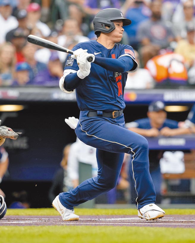 打者大谷担任美联明星队第1棒，可惜两打数都未敲安。（美联社）